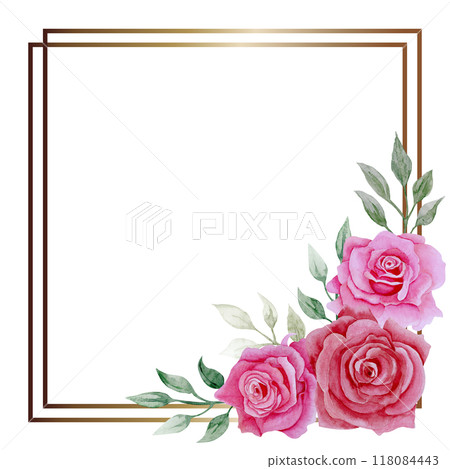 Isolated object-125. Bouquet of pink roses, frame 1, hand drawn watercolour illustration. 118084443