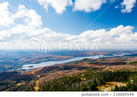 Mont-Tremblant Summit autumn scenery. Laurentian Mountains, Lake Tremblant. Quebec, Canada. 118084549