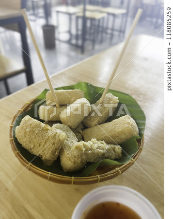 Crispy deep fried tofu Thai street food Crispy deep fried tofu Thai street food 118085259