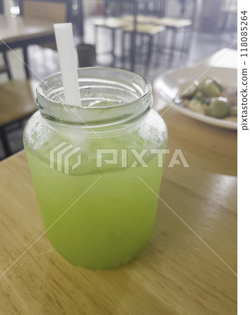 Guava juice in a glass on the table Guava juice in a glass on the table 118085264