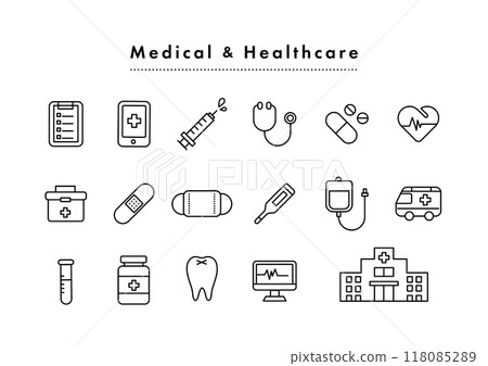 Medical and healthcare icon set Medical and healthcare icon set 118085289