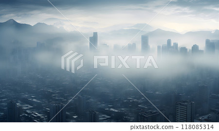 Air Polluted Smoggy Dystopia City AI Artwork 118085314