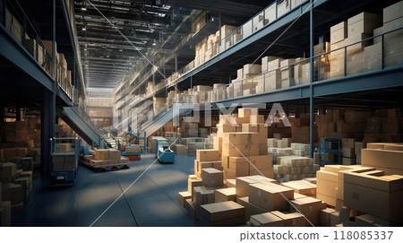 cardboard boxes in warehouse 118085337