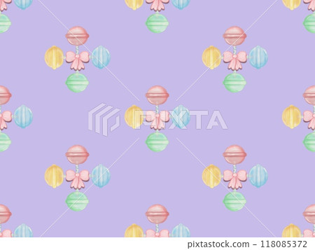 Seamless patterns lollipops hand drawn on pastel background. 118085372