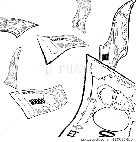 飄揚的鈔票插畫 118085499