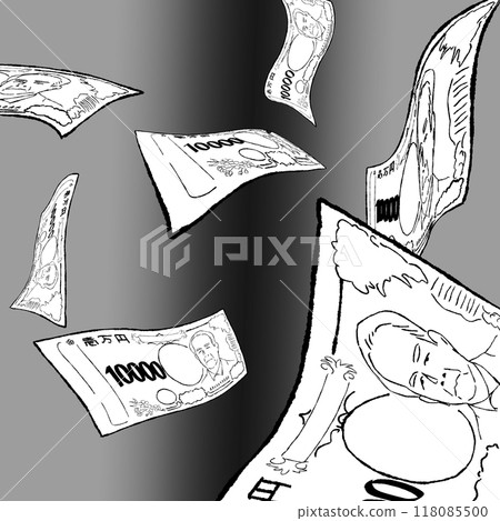 An illustration depicting bills flying An illustration depicting bills flying 118085500