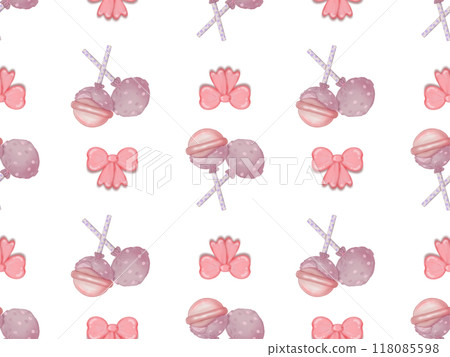 Seamless patterns lollipops hand drawn  on transparent background. 118085598