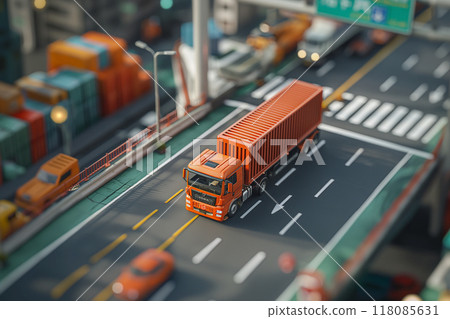 運載貨櫃的拖車的圖像 118085631