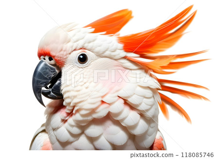 portrait of a crest spread Major Mitchell's cockatoo, Lophochroa leadbeateri, isolated on white 118085746