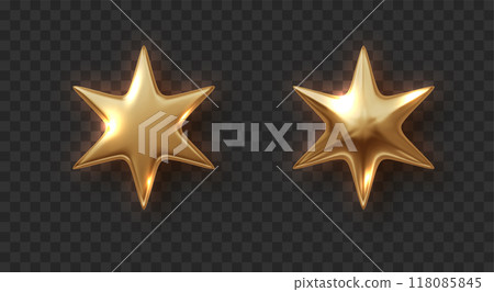 Golden six-pointed star isolated. Christmas and new year realistic design element. Golden 3d luxury design. Golden six-pointed star isolated. Christmas and new year realistic design element. Golden 3d luxury design. 118085845