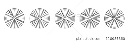Circle diagram of life style balance. Device gauge or radar coordinate screen template. Circle diagram of life style balance. Device gauge or radar coordinate screen template. 118085860