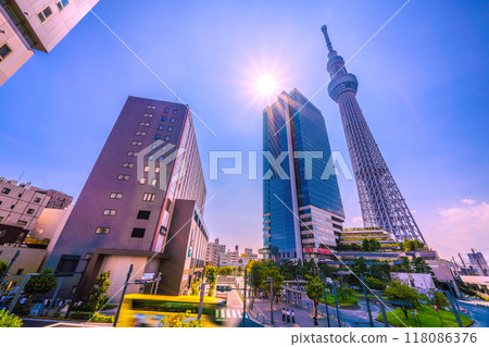 Tokyo cityscape, Japan, with Tokyo Skytree and sunlight, etc. = September 6th 118086376
