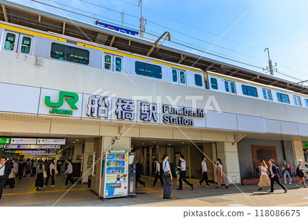 Cityscape in front of Funabashi Station (JR Sembabashi Station) in Funabashi City, Chiba Prefecture Cityscape in front of Funabashi Station (JR Sembabashi Station) in Funabashi City, Chiba Prefecture 118086675