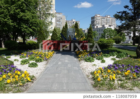 Kyiv, Ukraine April 27, 2024: Monument to the Heavenly Hundred in the Darnitsky district of the city of Kyiv 118087059