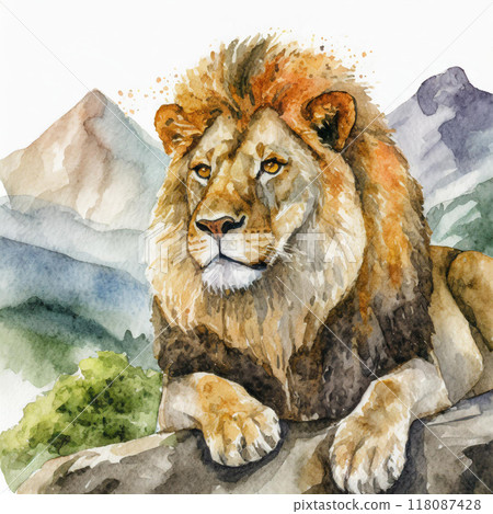 獅子畫水彩 獅子畫水彩 118087428