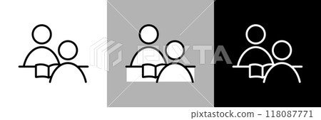 個別指導、訪談和訪談的插圖。簡單的線條畫向量圖示。 118087771