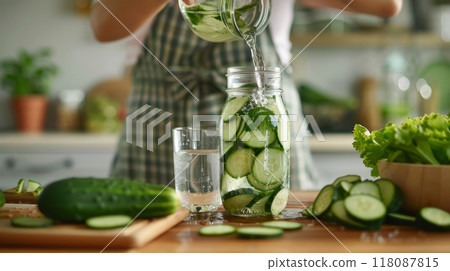Cucumber Infused Water: A Refreshing and Healthy Hydration Option 118087815
