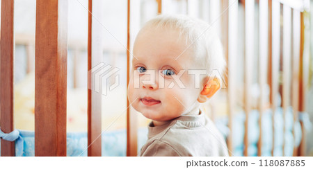 Little Child Baby Boy Smiling Standing Near Bed Little Child Baby Boy Smiling Standing Near Bed, Little Child Baby Boy Smiling Standing Near Bed Little Child Baby Boy Smiling Standing Near Bed, 118087885