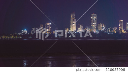 Mumbai, India. Evening City Skyline From Marine Drive Time , Time , Time- . Skyscrapers In Night Illuminations. Back Bay Coast Of Mumbai City. Night City Life. Mumbai Night Skyline Mumbai, India. Evening City Skyline From Marine Drive Time , Time , Time- . Skyscrapers In Night Illuminations. Back Bay Coast Of Mumbai City. Night City Life. Mumbai Night Skyline 118087906