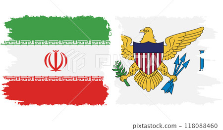 United States Virgin Islands and Iran grunge flags connection vec 118088460