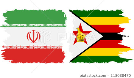 Zimbabwe and Iran grunge flags connection vector 118088470