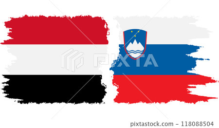 Slovenia and Yemen grunge flags connection vector Slovenia and Yemen grunge flags connection vector 118088504