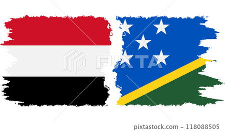 Solomon Islands and Yemen grunge flags connection vector Solomon Islands and Yemen grunge flags connection vector 118088505