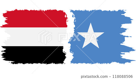 Somalia and Yemen grunge flags connection vector 118088506