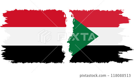 Sudan and Yemen grunge flags connection vector Sudan and Yemen grunge flags connection vector 118088513