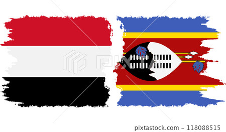 eSwatini and Yemen grunge flags connection vector eSwatini and Yemen grunge flags connection vector 118088515