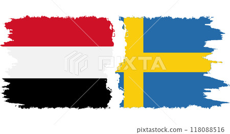 Sweden and Yemen grunge flags connection vector Sweden and Yemen grunge flags connection vector 118088516