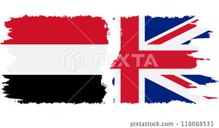 UK and Yemen grunge flags connection vector UK and Yemen grunge flags connection vector 118088531