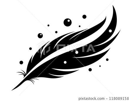 Monochrome design template with elegant bird feather Monochrome design template with elegant bird feather 118089158