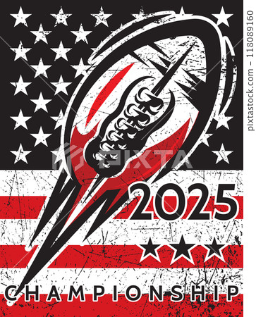 Advertising poster template on the theme of American football with ball on flag background Advertising poster template on the theme of American football with ball on flag background 118089160