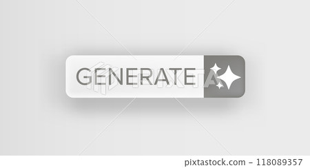 AI generated white paper style button for artificial intelligence generate app vector design. Artificial intelligence generate button for web application and AI generation online tool UI 118089357
