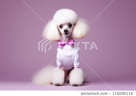 pet dog wear white shirt for mockup, generative AI 118090118
