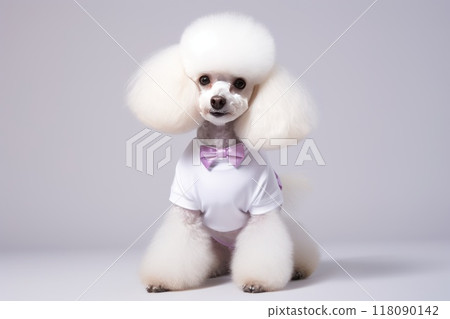 pet dog wear white shirt for mockup, generative AI 118090142