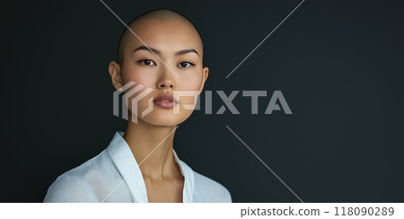 Young woman posing showing support for breast cancer awareness 118090289