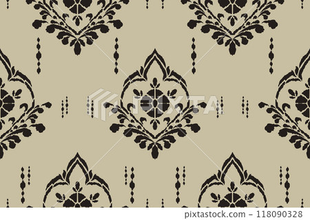Ikat tribal Indian seamless pattern. Ethnic Aztec fabric carpet mandala ornament native boho chevron textile.Geometric African American oriental traditional vector illustrations. Embroidery style. Ikat tribal Indian seamless pattern. Ethnic Aztec fabric carpet mandala ornament native boho chevron textile.Geometric African American oriental traditional vector illustrations. Embroidery style. 118090328