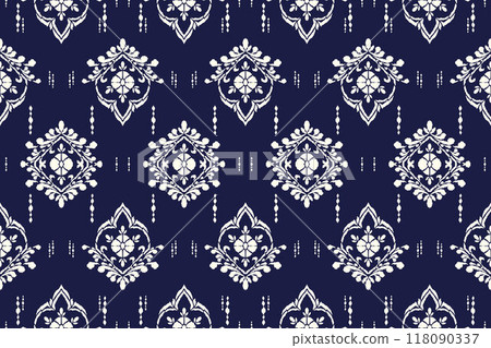 Ikat tribal Indian seamless pattern. Ethnic Aztec fabric carpet mandala ornament native boho chevron textile.Geometric African American oriental traditional vector illustrations. Embroidery style. Ikat tribal Indian seamless pattern. Ethnic Aztec fabric carpet mandala ornament native boho chevron textile.Geometric African American oriental traditional vector illustrations. Embroidery style. 118090337