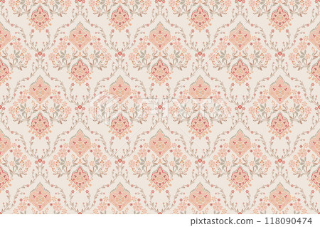 Ikat tribal Indian seamless pattern. Ethnic Aztec fabric carpet mandala ornament native boho chevron textile.Geometric African American oriental traditional vector illustrations. Embroidery style. 118090474