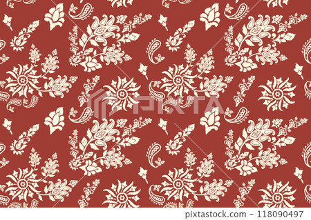 Ikat tribal Indian seamless pattern. Ethnic Aztec fabric carpet mandala ornament native boho chevron textile.Geometric African American oriental traditional vector illustrations. Embroidery style. 118090497