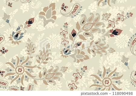 Ikat tribal Indian seamless pattern. Ethnic Aztec fabric carpet mandala ornament native boho chevron textile.Geometric African American oriental traditional vector illustrations. Embroidery style. 118090498
