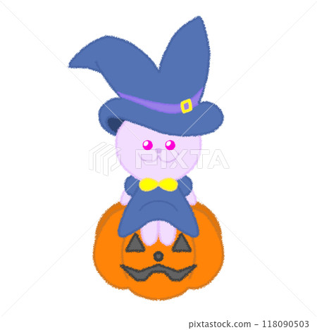 Wizard rabbit illustration [sitting on a pumpkin ver.] 118090503