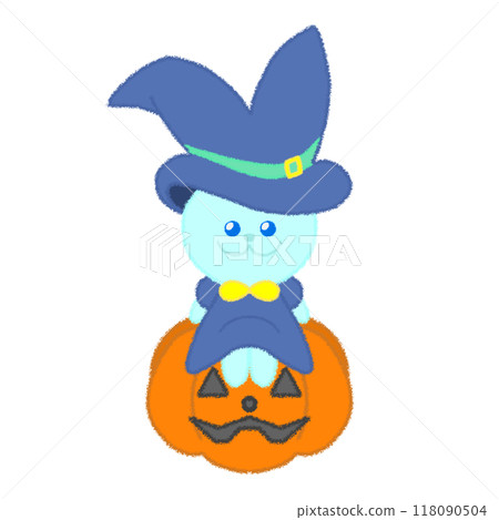Wizard rabbit illustration [sitting on a pumpkin ver.] 118090504