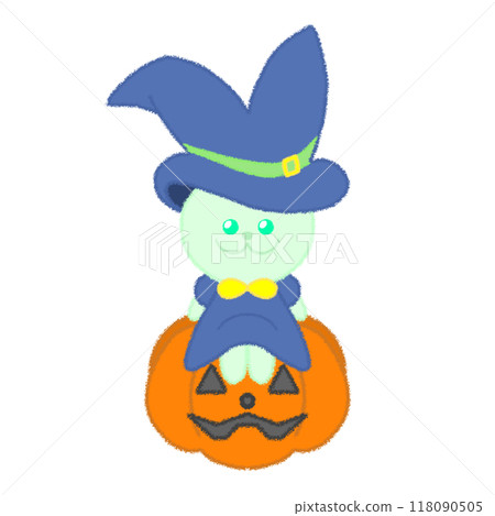 Wizard rabbit illustration [sitting on a pumpkin ver.] 118090505
