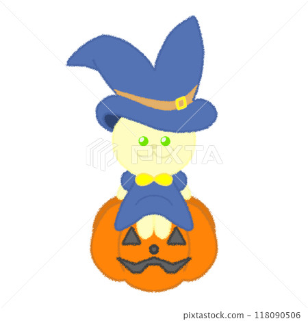 Wizard rabbit illustration [sitting on a pumpkin ver.] 118090506