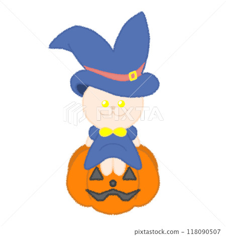 Wizard rabbit illustration [sitting on a pumpkin ver.] 118090507