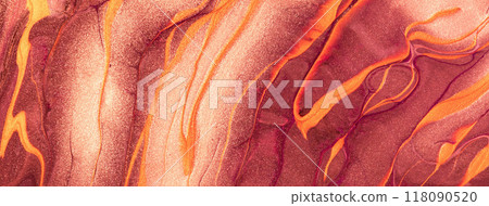 Abstract fluid art background dark red and wine colors. Liquid marble. Acrylic painting with golden lines and gradient. Abstract fluid art background dark red and wine colors. Liquid marble. Acrylic painting with golden lines and gradient. 118090520