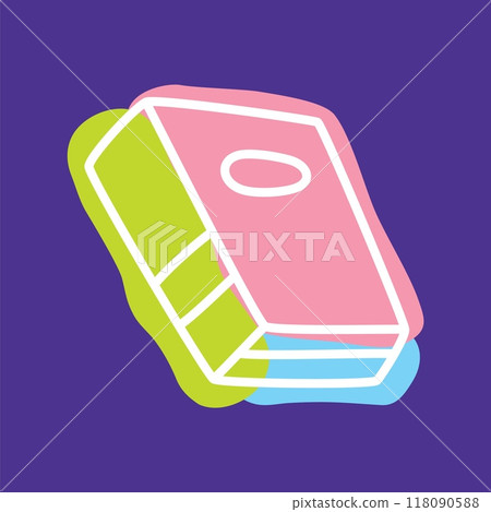 Doodle book icon handdrawn with thin line and colored with colorful blobs 118090588